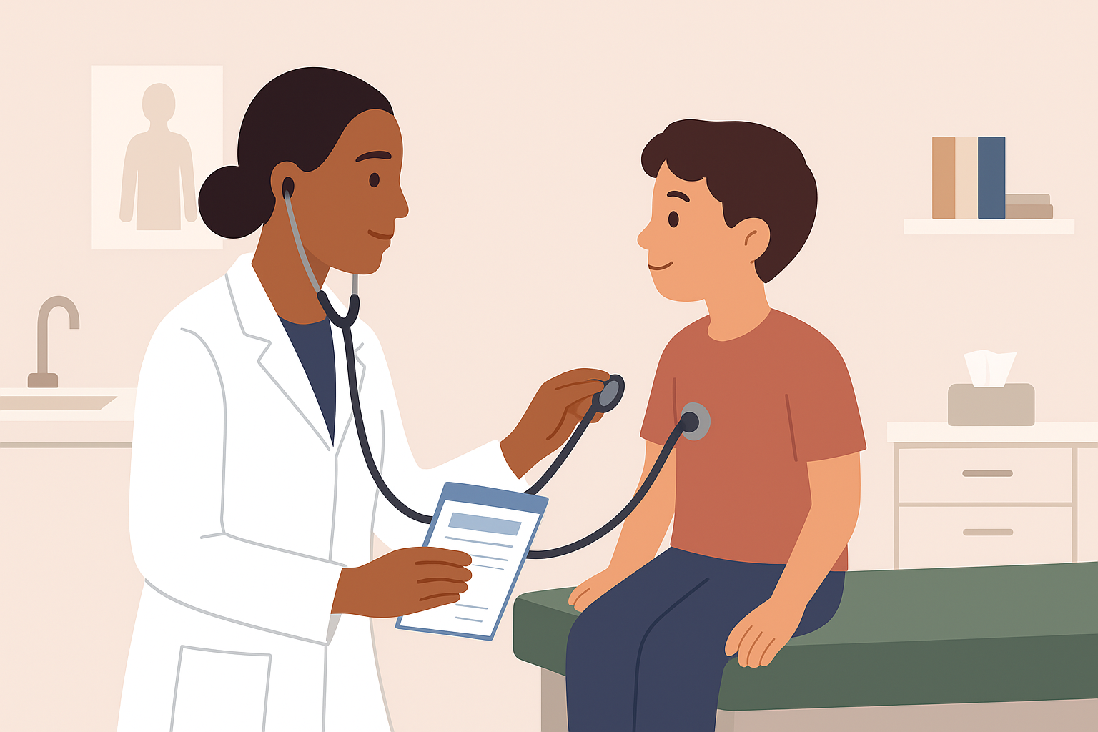 Photo of a elementary school classroom with empty wooden desks and sun shining through the windows.